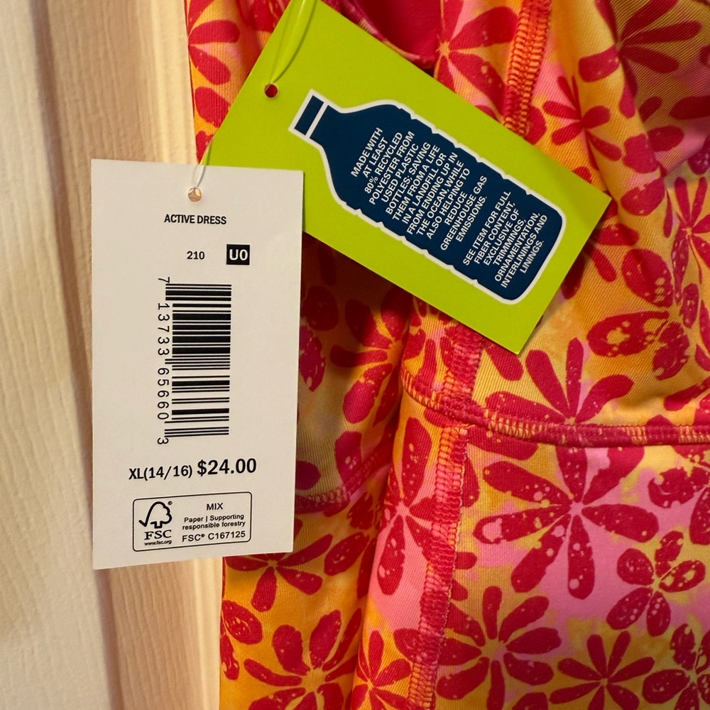 Vively Girls Active Dress | Pink & Yellow Floral Print | Size XL (14/16) | NWT - Picture 5 of 5